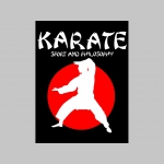 Karate - Sport and Philosophy modrobiela pánska zimná bunda s obojstranným logom, materiál 100%polyester (obmedzené skladové zásoby!!!!)